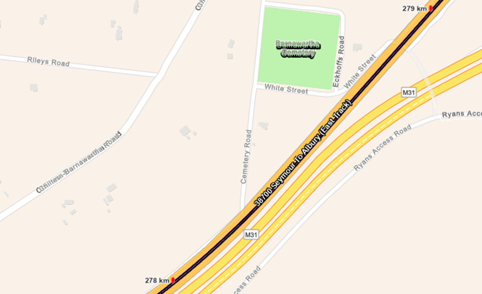 Rail corridor adjacent to Hume Highway - Barnawartha 